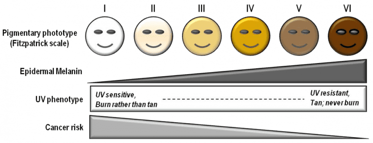 Fitzpatrick types 4-6 are more prone to developing DPN often resembles skin tags on the face. Image - Wikimedia Commons