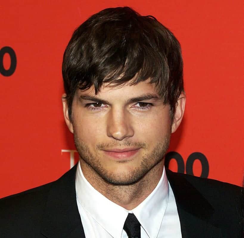 Ashton Kutcher may have undergone chin augmentation for a more square shaped, wider face. Ashton Kutcher may have undergone chin augmentation for a more square shaped, wider face.